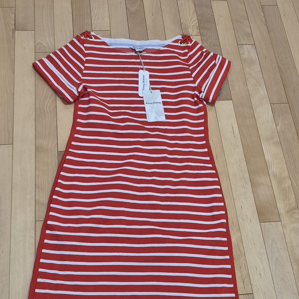 Tommy Bahama Red and White Striped Summer Dress NWT